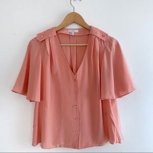 Joie Silk V Neck Button Up Blouse